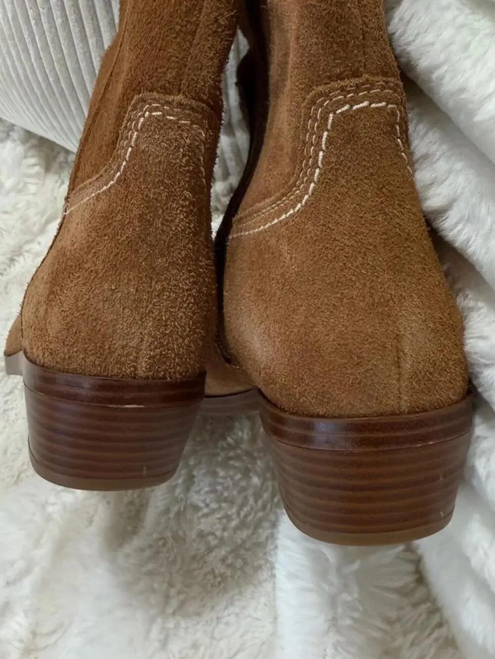 NIB MICHAEL KORS Knee High Boho Western Cowgirl Suede Tan Riding Boots SZ 9.5